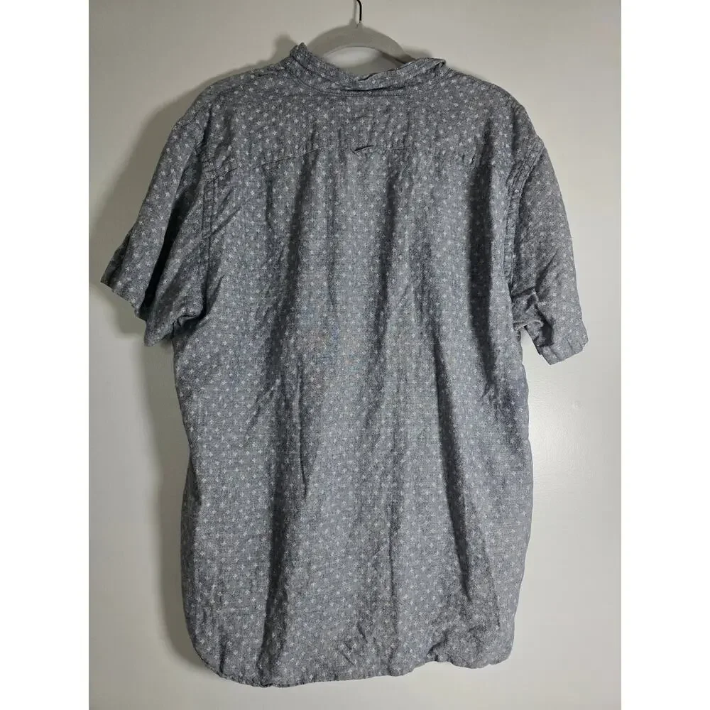 Banana Republic Mens XL Linen Blend Button Shirt Blue Slim Fit Casual Vacation